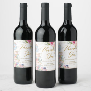 Rótulo De Garrafa De Cerveja Chá da Noiva com Tema Floral Rosa Cor de Blush