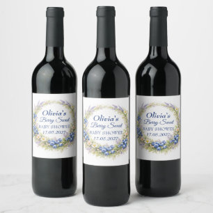 Rótulo De Garrafa De Cerveja Chá de Bebê Berry Sweet Menina Bebê Azul Menino Az