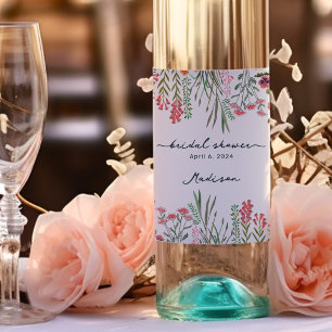 Rótulo De Garrafa De Cerveja Chá de Bebê Colorido de Flores Silvestres