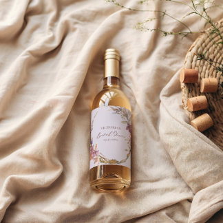 Rótulo De Garrafa De Cerveja Chá de Bebê de Noiva com Flor Silvestre em Aquarel