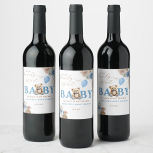 Rótulo De Garrafa De Cerveja Chá de Bebê do Ursinho Azul Boho