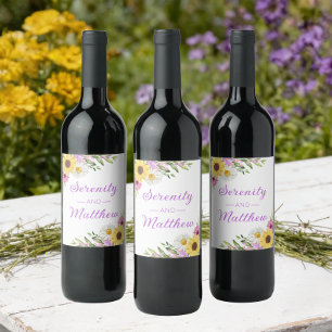 Rótulo De Garrafa De Cerveja Chá de Bebê Floral Boho Girassol Margarida Nupcial