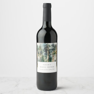 Rótulo De Garrafa De Cerveja Chá de Bebê Floresta Elegante de Aquarela
