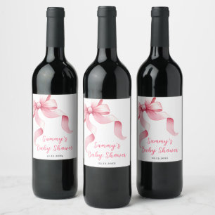 Rótulo De Garrafa De Cerveja Chá de Bebê Laço Coquete Rosa