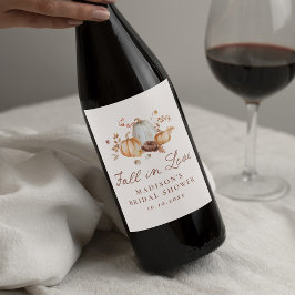 Rótulo De Garrafa De Cerveja Chá de Bebê Rústico de Outono com Flores de Abóbor