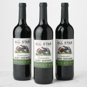 Rótulo De Garrafa De Cerveja Chá de Bebê Touchdown Estrela de Futebol Mirim