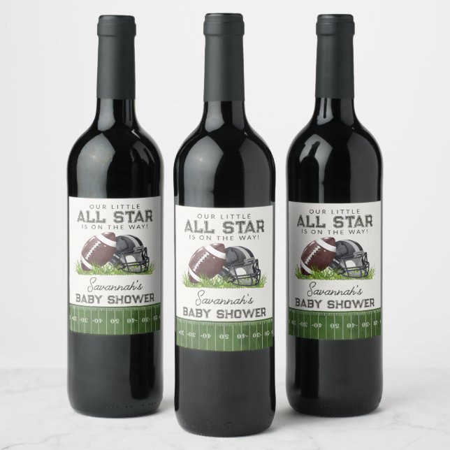 Rótulo De Garrafa De Cerveja Chá de Bebê Touchdown Estrela de Futebol Mirim (Garrafas)