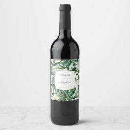 Rótulo De Garrafa De Cerveja Chá de casamento de Folhagem da Selva de Folhas Tr