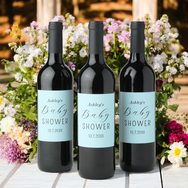 Rótulo De Garrafa De Cerveja Chá de fraldas azul-preto (Criador carregado)