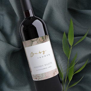 RÓTULO DE GARRAFA DE CERVEJA CHÁ DE FRALDAS DE AGATE DOURADO DE ROSA DE TINTA 