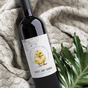 Rótulo De Garrafa De Cerveja Chá de fraldas Floral de Fazenda Cósmica Pintinho