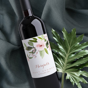 RÓTULO DE GARRAFA DE CERVEJA CHÁ DE FRALDAS FLORAL DE PINK DE COR SUAVE