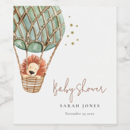 Rótulo De Garrafa De Cerveja Chá de fraldas Mágico de Leão de Balão de Ar Quent