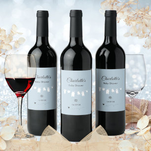 Rótulo De Garrafa De Cerveja Chá de Menino Minimalista Dusty Blue