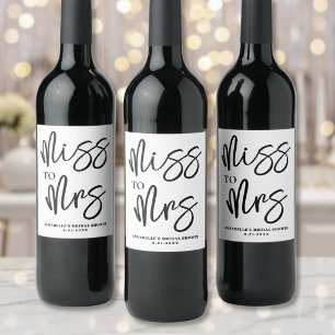 Rótulo De Garrafa De Cerveja Chá de Noiva com Roteiro Simples Preto e Branco