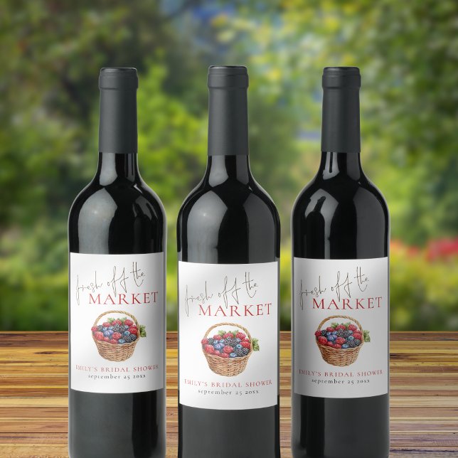 Rótulo De Garrafa De Cerveja Chá de Noiva de Bagas Aquarela Frescas do Mercado (Criador carregado)