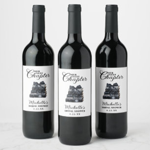 Rótulo De Garrafa De Cerveja Chá de Noiva Elegante Preto e Branco Temático de L