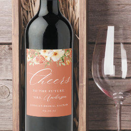 Rótulo De Garrafa De Cerveja Chá de Noiva Floral Cítrico Elegante