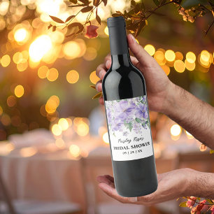 Rótulo De Garrafa De Cerveja Chá de Noiva Floral Roxo Elegante
