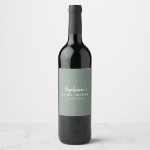 Rótulo De Garrafa De Cerveja Chá de Noiva Minimalista em Verde Sage e Branco