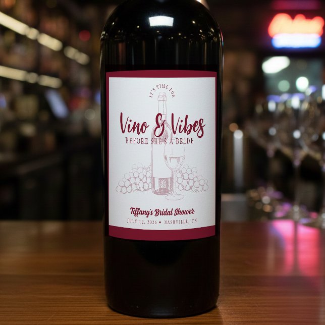 Rótulo De Garrafa De Cerveja Chá de Noiva Vino & Vibes (Criador carregado)
