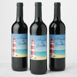 Rótulo De Garrafa De Cerveja Chá de panela de Casamento de Praia do Farol Náu