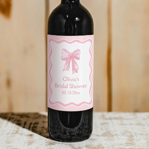 Rótulo De Garrafa De Cerveja Chá de panela de Casando rosa ondulado