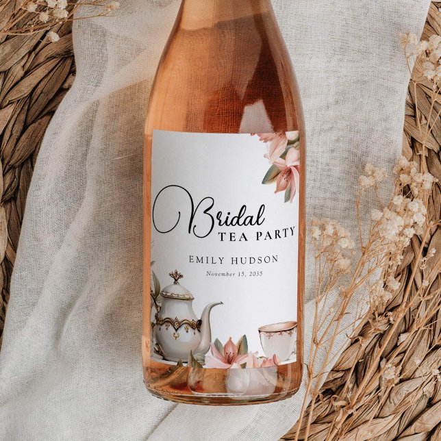 Rótulo De Garrafa De Cerveja Chá de panela do Tea Party Elegante (Criador carregado)