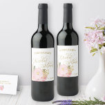 Rótulo De Garrafa De Cerveja Chá de panela Dourado Elegante Caligrafia Rosa<br><div class="desc">Bonito etiquetas personalizadas para o seu chá de panela. O design apresenta um arranjo floral de aquarela com flores rosa e douradas e caligrafia elegante. O modelo está configurado para que você adicione seu nome e data de chá de panela. Procure na minha loja convites e suprimentos de chá correspondentes....</div>