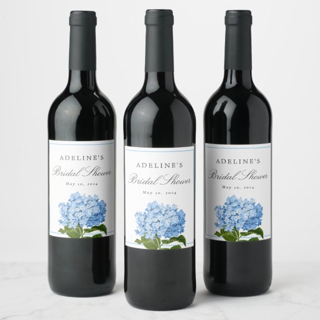 Rótulo De Garrafa De Cerveja Chá de panela Elegante de Hydrangea Azul (Garrafas)