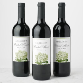 Rótulo De Garrafa De Cerveja Chá de panela Elegante de Hydrangea branca e verde