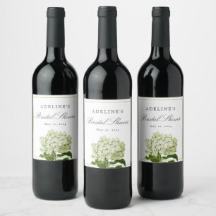 Rótulo De Garrafa De Cerveja Chá de panela Elegante de Hydrangea branca e verde