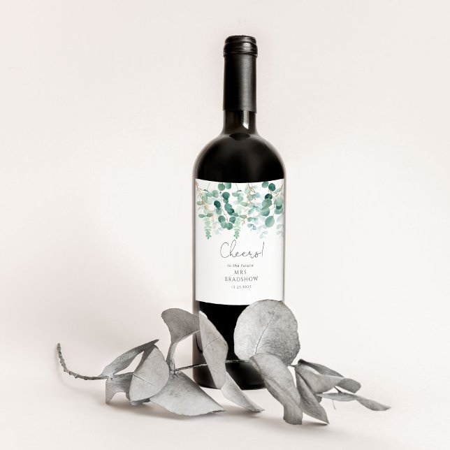 Rótulo De Garrafa De Cerveja Chá de panela Eucalyptus greenery Cheers (Criador carregado)