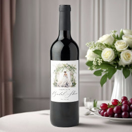 Rótulo De Garrafa De Cerveja Chá de panela Floral de Watercolor Greenery