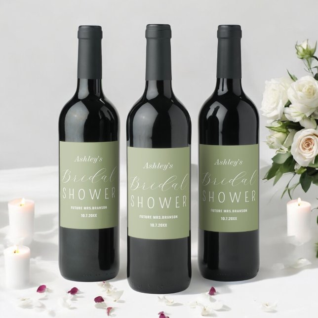 Rótulo De Garrafa De Cerveja Chá de panela Sage Green Brunch (Criador carregado)