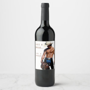 Rótulo De Garrafa De Cerveja Chapéu de cowboy de palha salva cavalo do Slippery