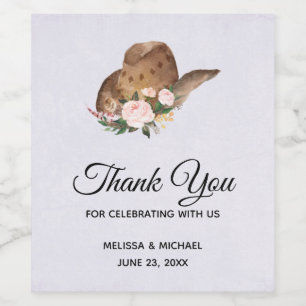 Rótulo De Garrafa De Cerveja Chapéu de Cowgirl Brown com Casamento de Flores Ro