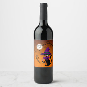 Rótulo De Garrafa De Cerveja Chapéu o Dia das Bruxas da bruxa do vinho do