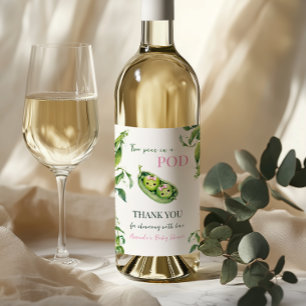 Rótulo De Garrafa De Cerveja Charmosas Duas Ervilhas Em Um Vaso Menina Rosa Gêm