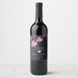 Rótulo De Garrafa De Cerveja Cherry Blossom O Vinho De Casamento