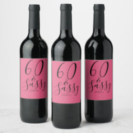 Rótulo De Garrafa De Cerveja Chic 60 Sassy Name 60th Birthday Gift Hot Pink