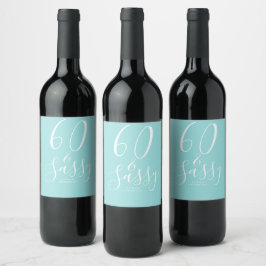 Rótulo De Garrafa De Cerveja Chic 60 Sassy Name 60th Birthday Gift Turquoise
