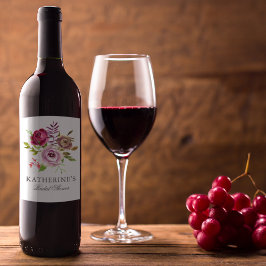 Rótulo De Garrafa De Cerveja Chic Chá de Noiva Rosa Fuchsia Floral Personalizad