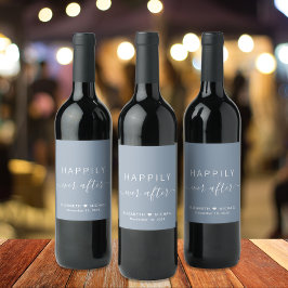 Rótulo De Garrafa De Cerveja Chic Felizes para Sempre Casamento Azul Empoeirado