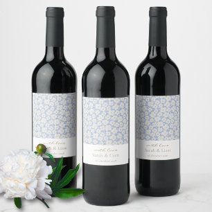 Rótulo De Garrafa De Cerveja Chic Floral Love Blue Floral Floral Gift Favor Vin