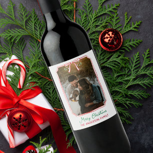 Rótulo De Garrafa De Cerveja Chic Mistletoe Arco Personalizado Foto de Natal