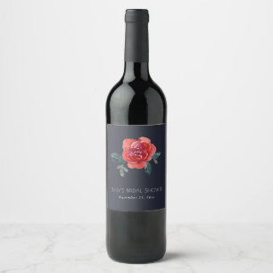 RÓTULO DE GARRAFA DE CERVEJA CHIC NAVY VERMELHO VERDE ROSA FLORAL CHUVA DE NOIV