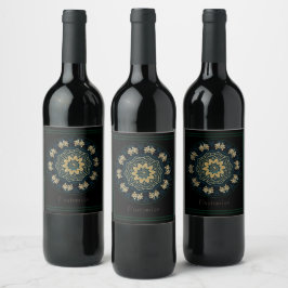 Rótulo De Garrafa De Cerveja Chic Ouro & Verde Estilo Asiático