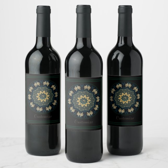 Rótulo De Garrafa De Cerveja Chic Ouro & Verde Estilo Asiático (Garrafas)