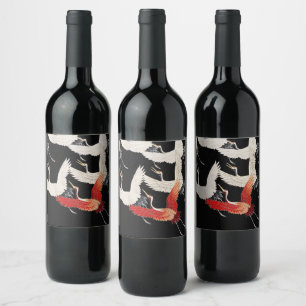 Rótulo De Garrafa De Cerveja Chinoiserie Grou Voador Zen Minimalista Arte Kimon